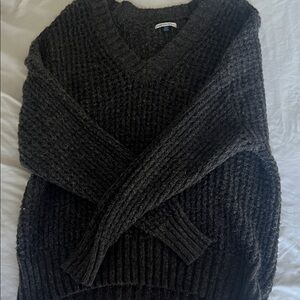 grey/brown american eagle waffle knit sweater